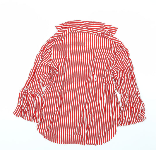Papaya Womens Red Striped Basic Blouse Size 12