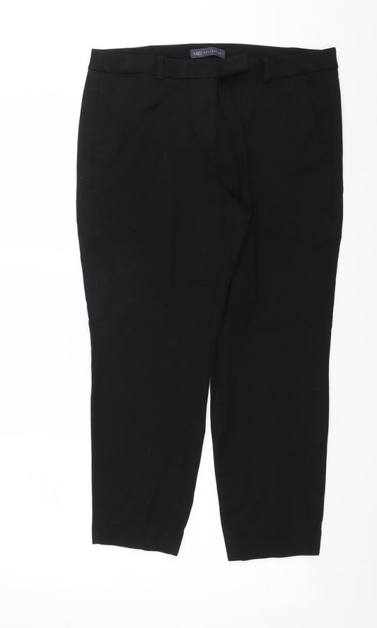 Womens UK Size 14 Marks and Spencer Regular Fit Black Trousers