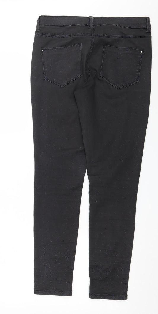 Dorothy Perkins Womens Black Denim Skinny Jeans Size 12 L29 in - glittery
