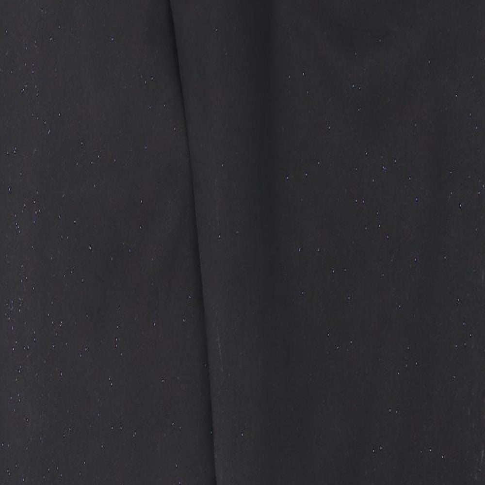 Brand and care label for Dorothy Perkins women’s black denim skinny jeans, size UK 12, 29-inch leg - glittery
