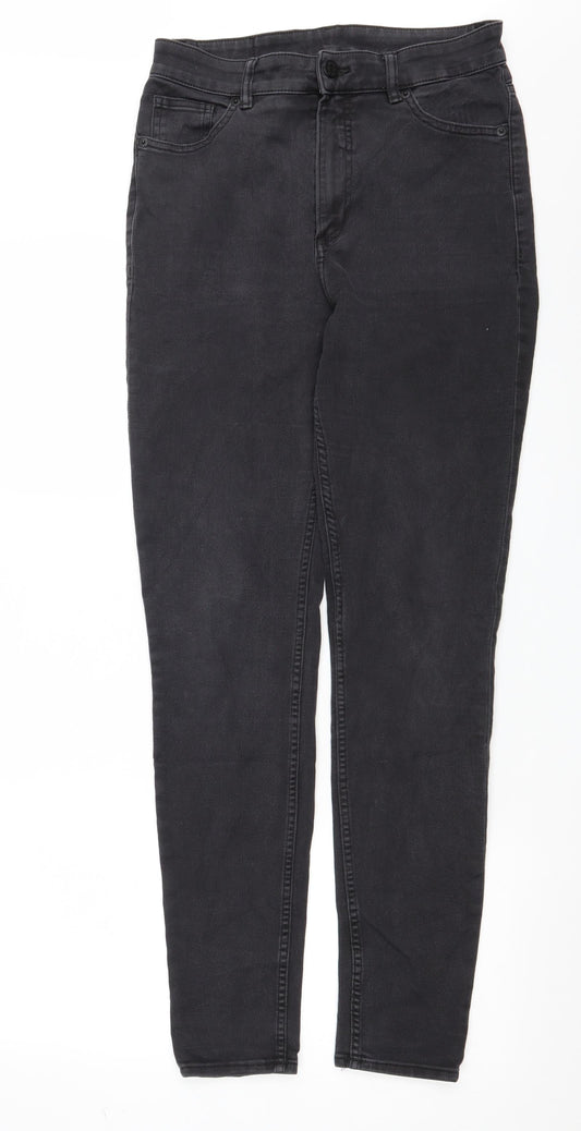 Additional front view of Monki women’s black denim skinny jeans, size UK 30, in, 31-inch leg