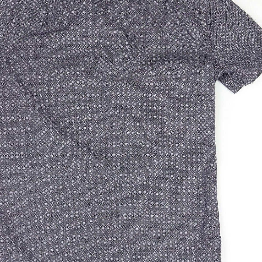 George Mens Blue Geometric Button-Up Size 15.5