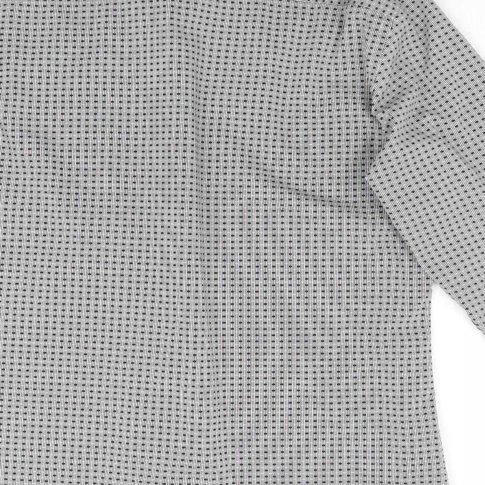 George Mens Grey Polka Dot Button-Up Size L