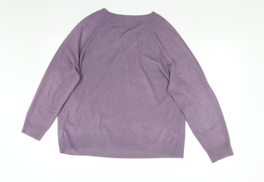 M&S Mens Purple Knit Pullover Jumper Size L