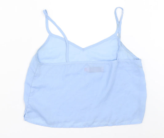 Boohoo Womens Blue Cropped Blouse Size 10