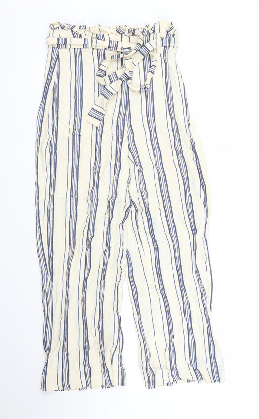 Womens UK Size 8 River Island Regular Fit Capri Beige Trousers