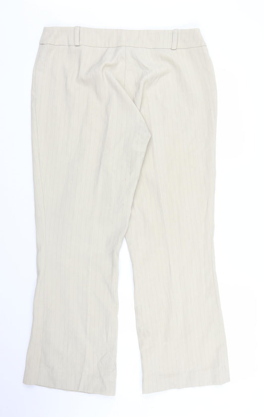 AMARANTO Womens Beige Striped Trousers Size 14 L29 in