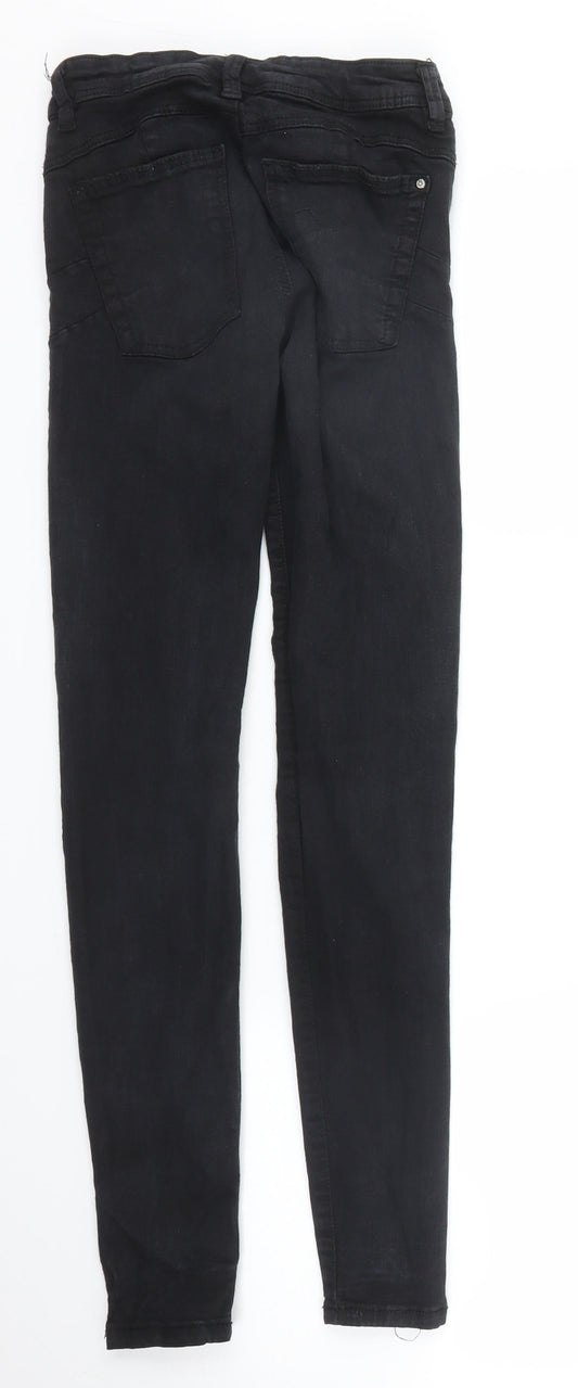 Back view of Bershka women’s black denim skinny jeans, size UK 6, 29-inch leg