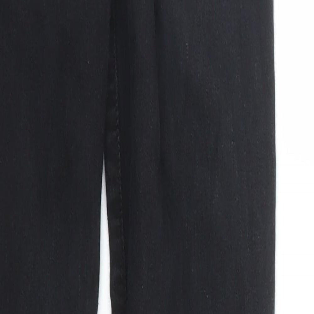 Brand and care label for Bershka women’s black denim skinny jeans, size UK 6, 29-inch leg