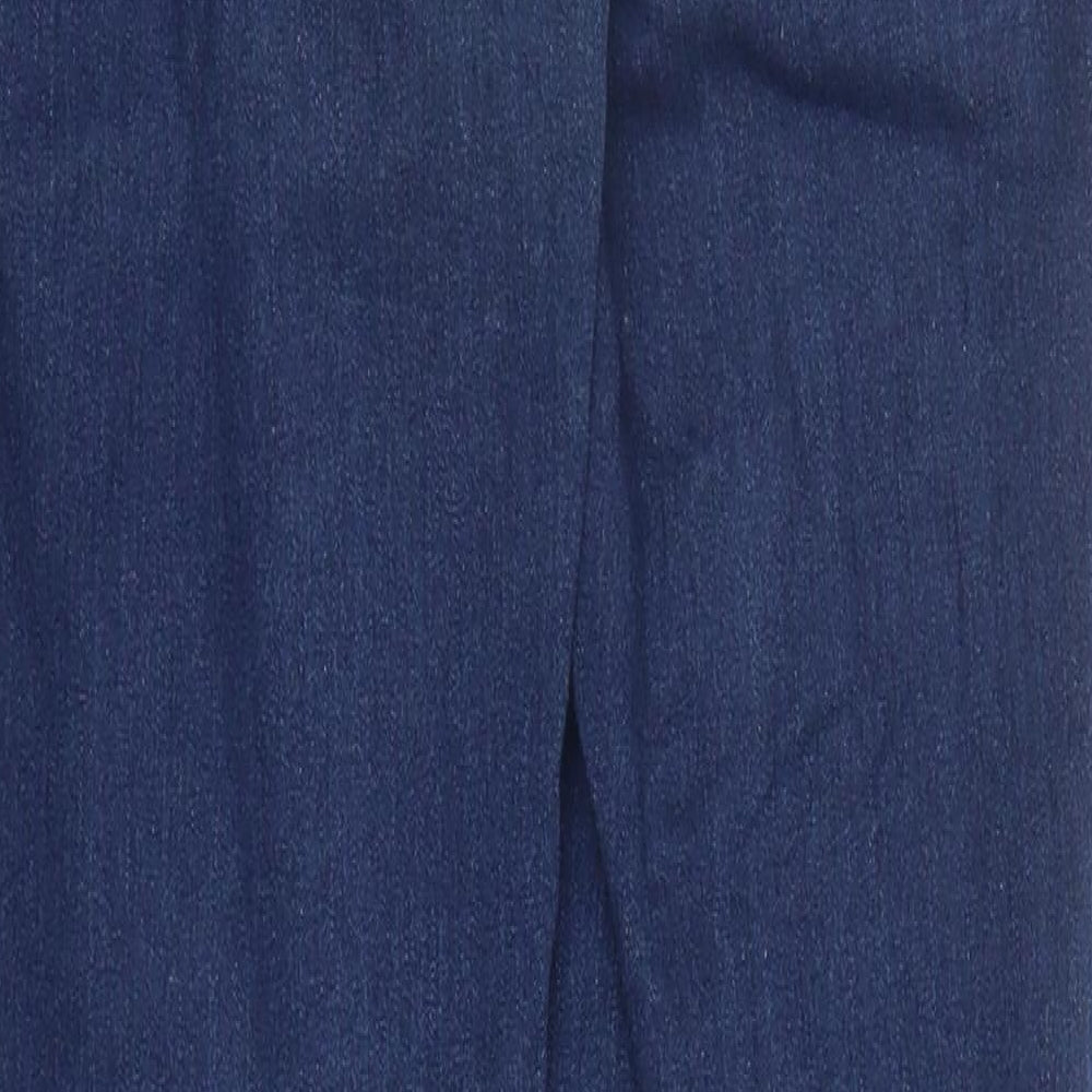 Brand and care label for George women’s blue denim jegging jeans, size UK 8, 27-inch leg