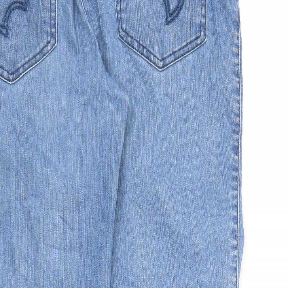 Brand and care label for GARDEUR women’s blue denim capri jeans, size UK 30, in, 25-inch leg