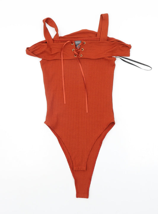 Additional front view of Primark women’s orange bodysuit one-piece, size UK 6