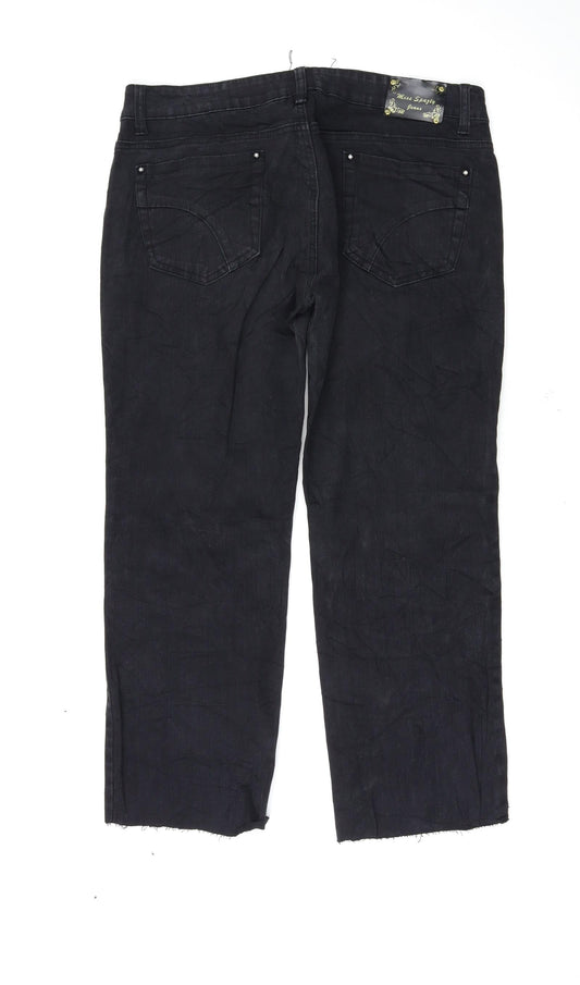 Womens UK Size 2XL Preworn Regular Fit Straight Black Jeans