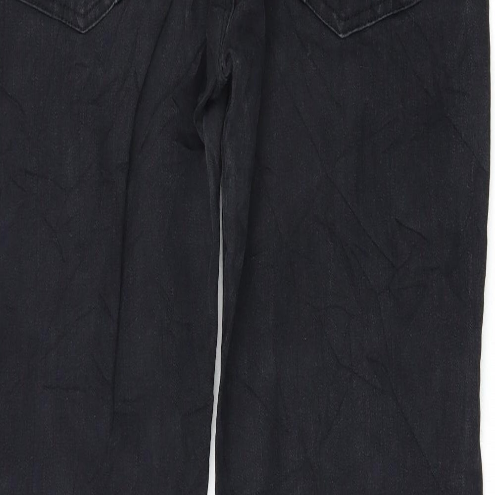Womens UK Size 2XL Preworn Regular Fit Straight Black Jeans