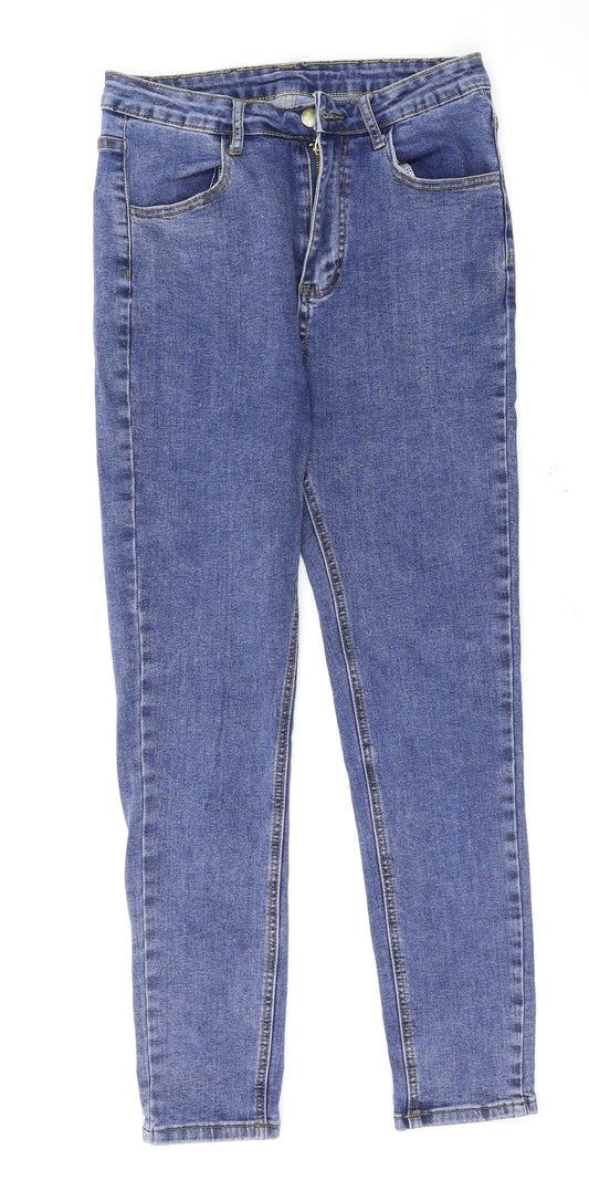 Additional front view of SHEIN women’s blue skinny jeans, size M, 26-inch leg