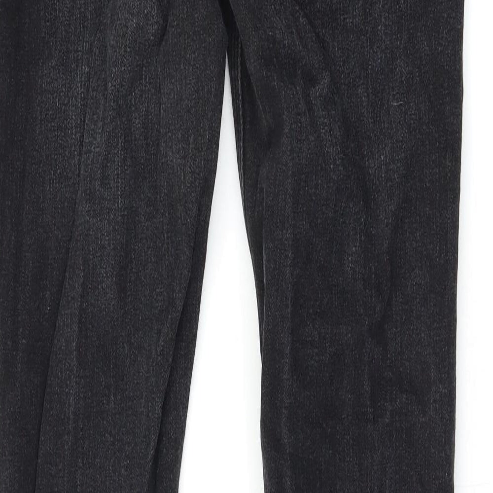 Brand and care label for Topshop women’s black skinny jeans, size UK 28, 32-inch leg