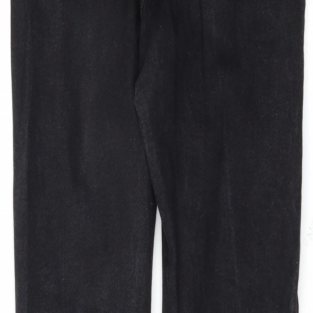 Brand and care label for Denim & Co. women’s black skinny jeans, size UK 8, 28-inch leg