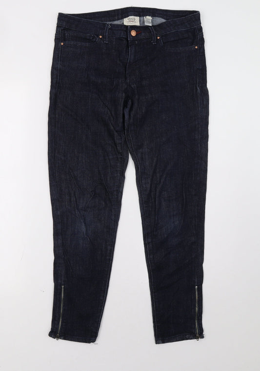 Additional front view of Mango women’s blue straight jeans, size UK 32, 28-inch leg