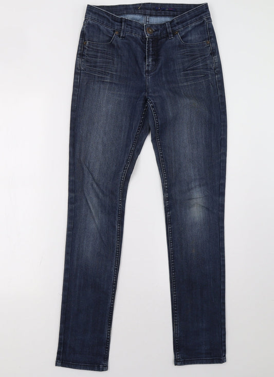 Additional front view of Oasis women’s blue straight jeans, size UK 28, 32-inch leg