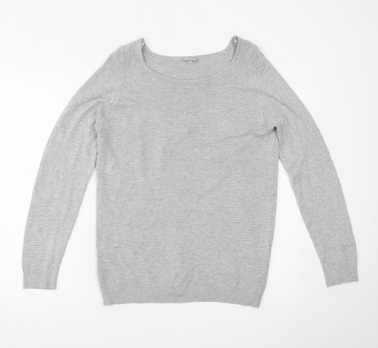 Womens UK Size 14 Avenue Grey Basic Blouse