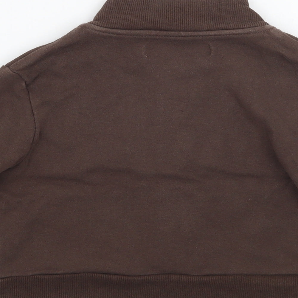 Brand and care label for Flyers eagle boys’ brown jacket coat, size 3-4, years