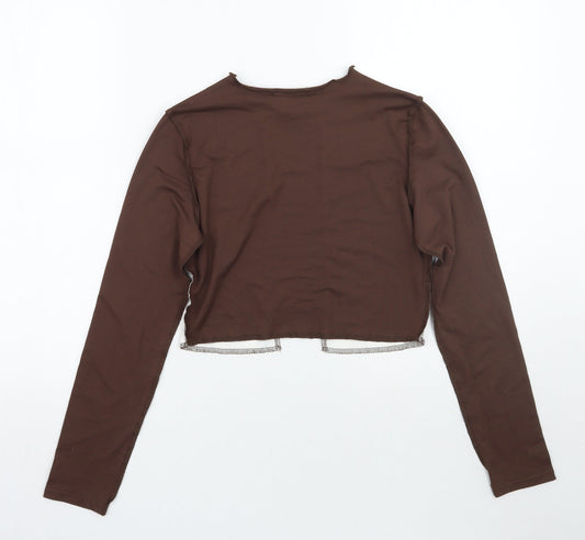 SheIn Womens Brown Striped Cropped T-Shirt Size S