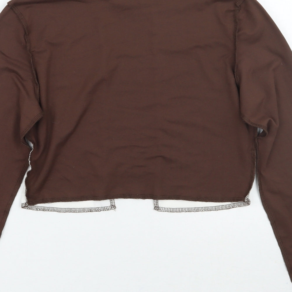 SheIn Womens Brown Striped Cropped T-Shirt Size S