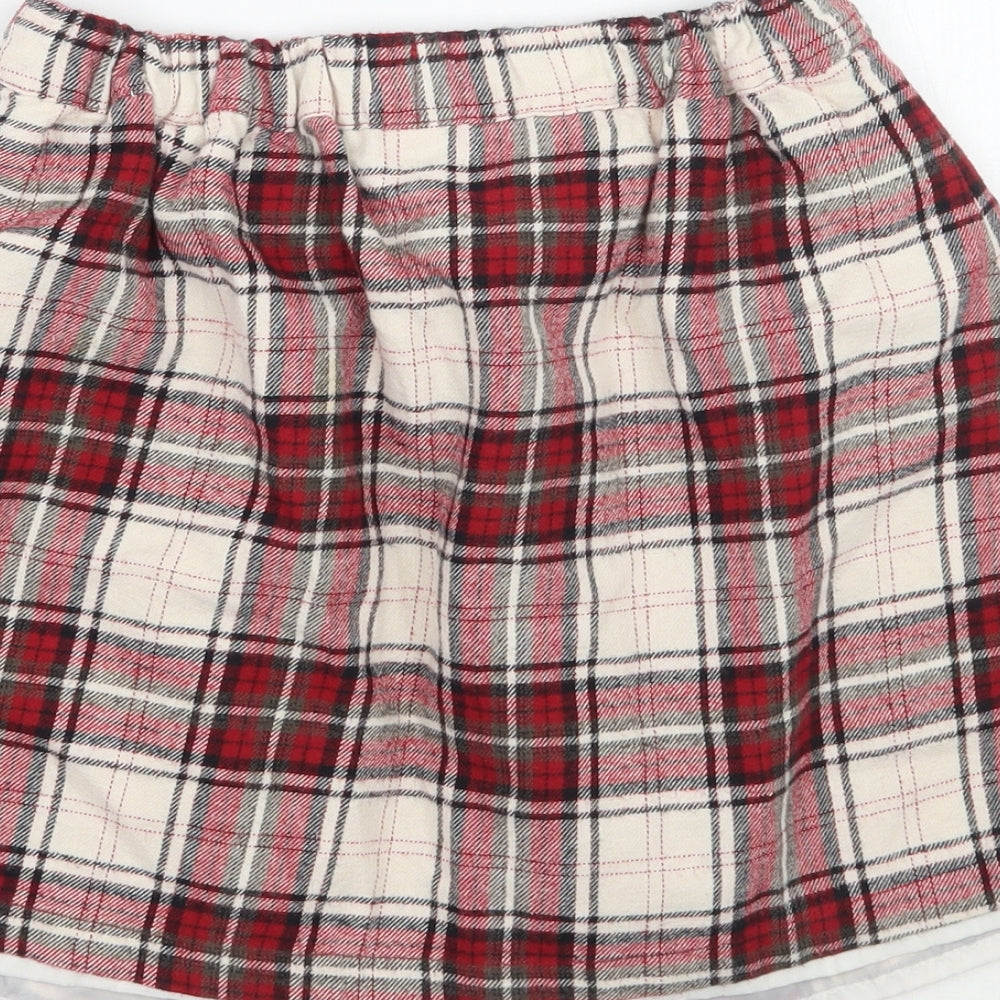 TU Girls Red Check A-Line Skirt Size 3 Years