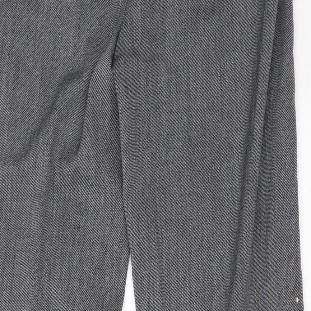 Brand and care label for eugen klein women’s grey trousers, size UK 10, 29-inch leg