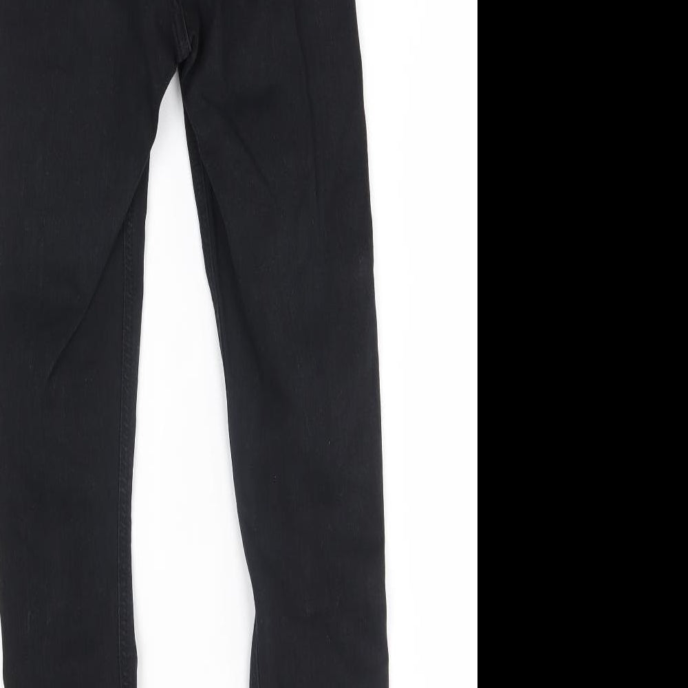 Brand and care label for Topshop women’s black skinny jeans, size UK 26, in, 32-inch leg - jamie