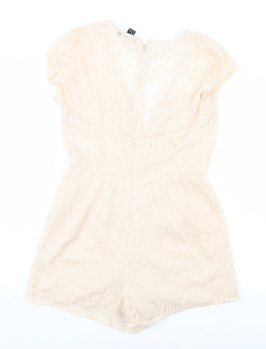 Womens UK Size M FOREVER 21 One-Piece Beige Jumpsuit