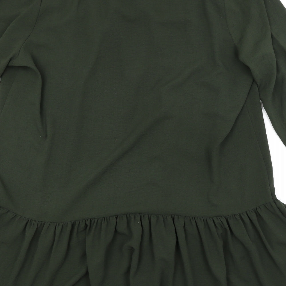 Brand and care label for Preworn women’s green shirt dress
