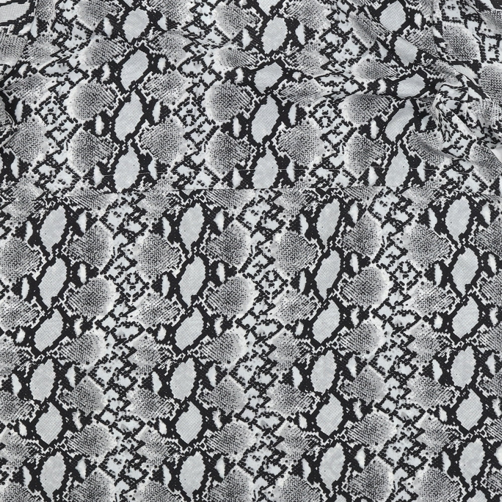 Boohoo Womens Grey Animal Print Basic Button-Up