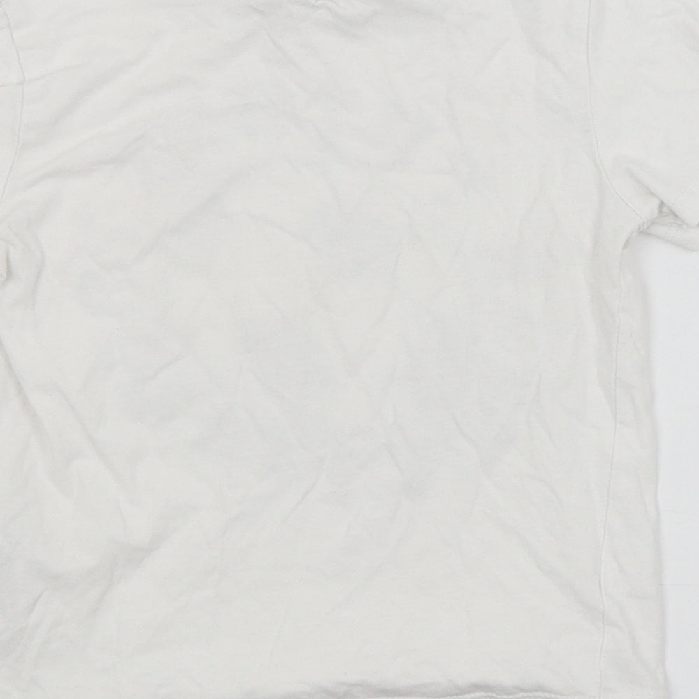 Brand and care label for H&M boys’ white basic t-shirt, size 3-4, years