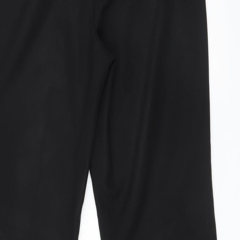 Brand and care label for F&F women’s black trousers, size UK 14, 27-inch leg