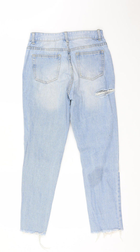 PRETTYLITTLETHING Womens Blue Straight Jeans Size 8 L25 in