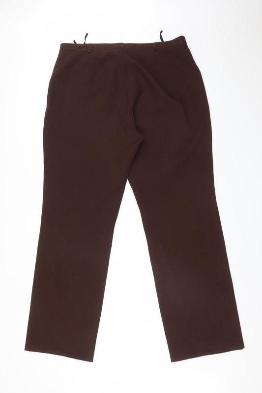 Womens UK Size 20 Preworn Regular Fit Brown Trousers