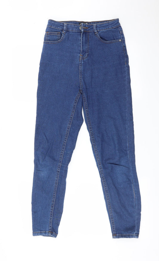 Additional front view of Boohoo women’s blue skinny jeans, size UK 10, 26-inch leg