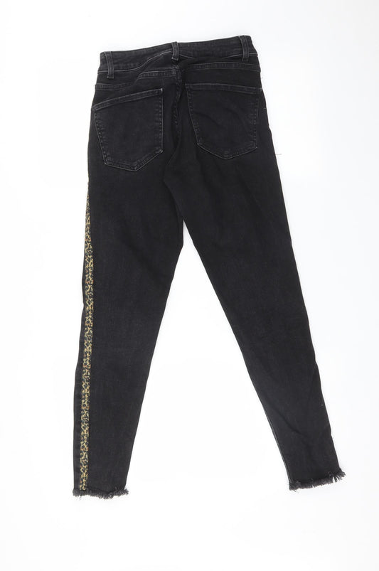 DENIM CO Womens Black Animal Print Skinny Jeans Size 10 L27 in