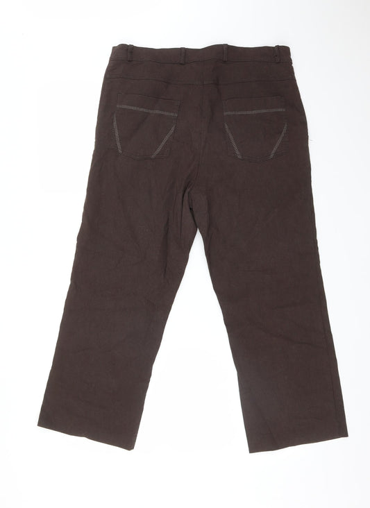 Womens UK Size 20 Preworn Regular Fit Brown Trousers