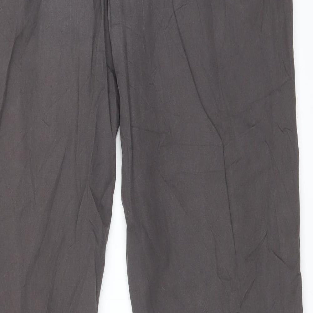 Brand and care label for F&F women’s grey chino trousers, size UK 32, 29-inch leg