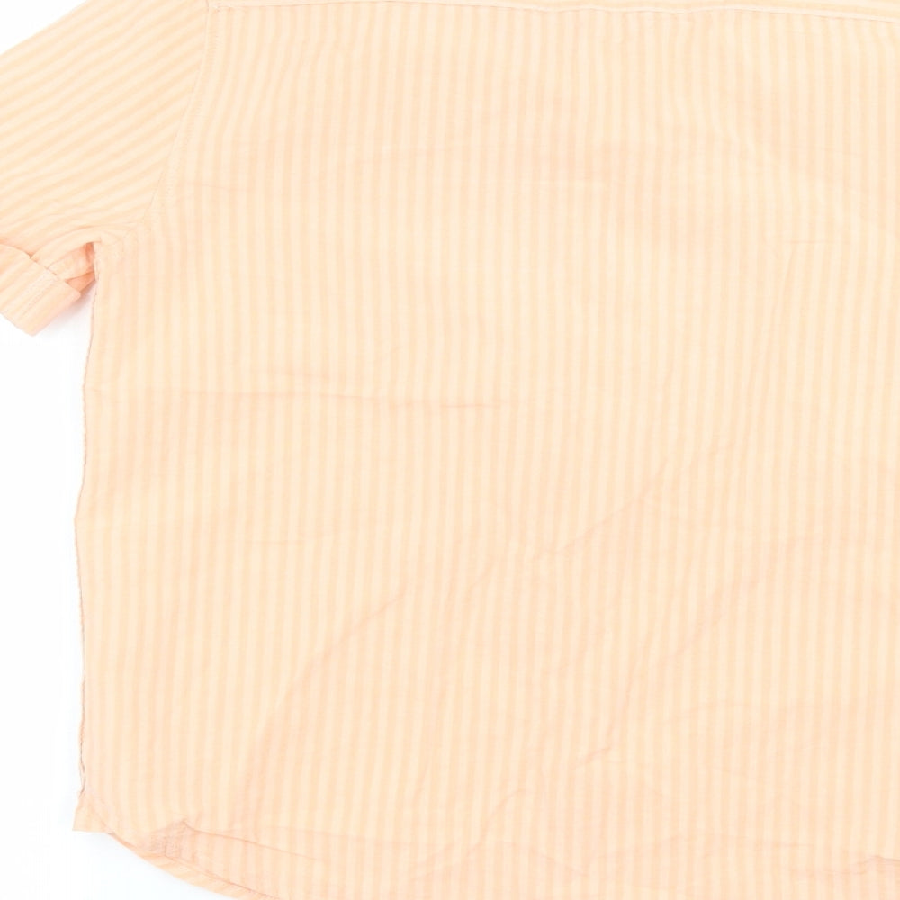 Brand and care label for Zara girls’ pink striped basic button-up, size 9, years
