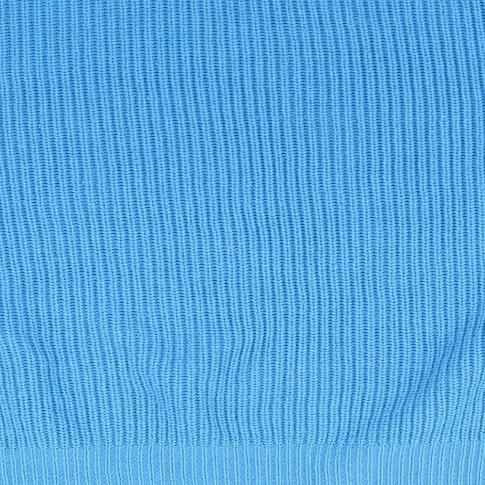 Brand and care label for Simply Be women’s blue jumper, size S