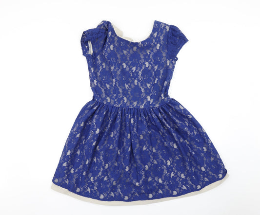 Additional front view of Closet women’s blue fit & flare, size UK 12