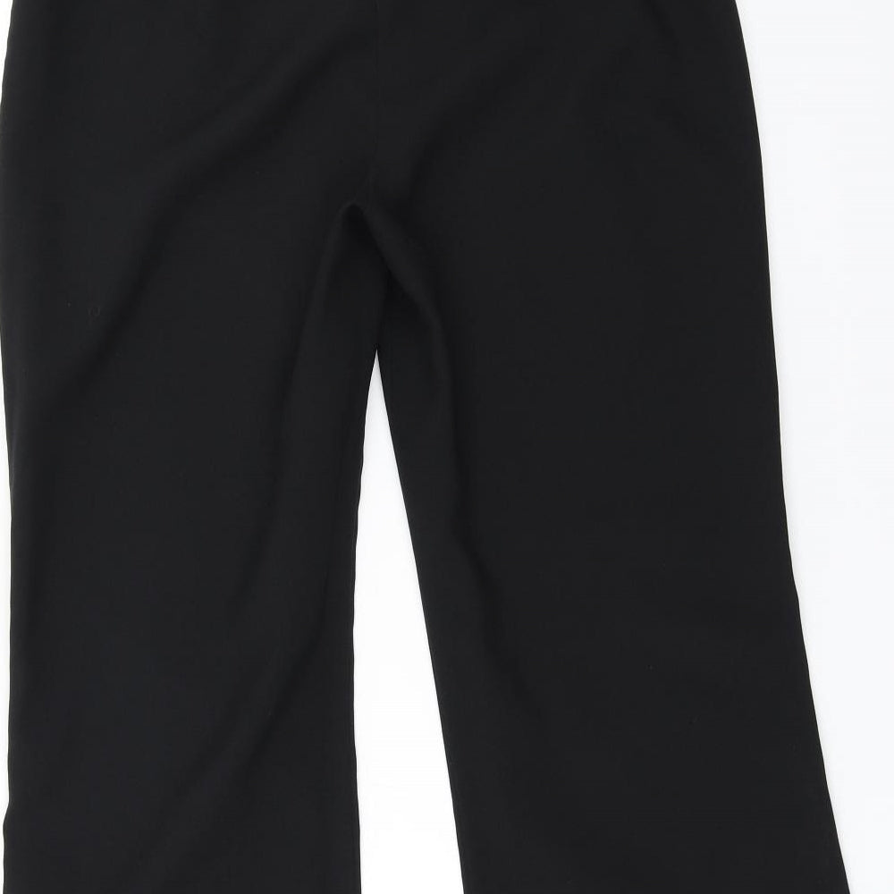 Brand and care label for F&F women’s black trousers, size UK 12, 27-inch leg
