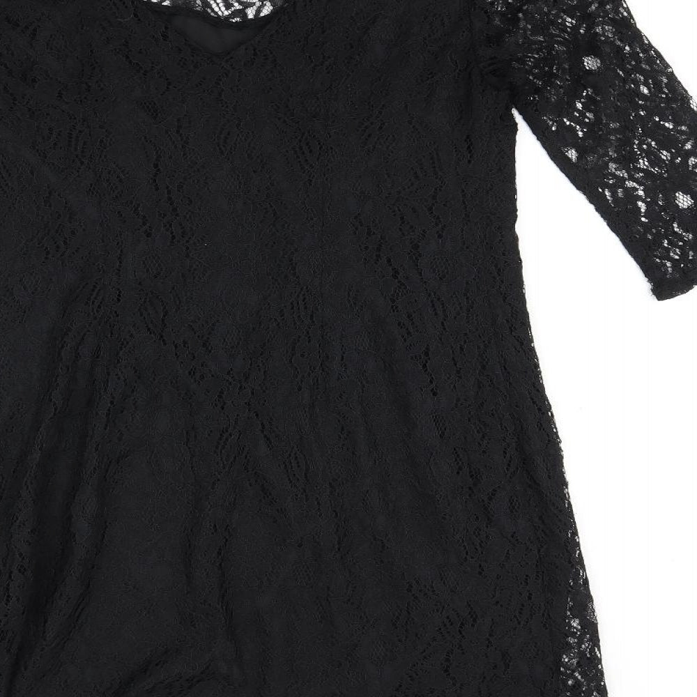 Brand and care label for F&F women’s black a-line, size UK 10