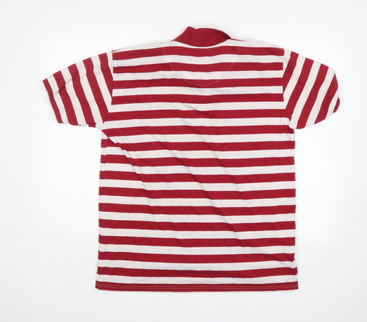 COTTON KING Mens Red Striped Polo Size L