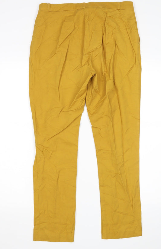 F&F Womens Yellow Floral Trousers Size 10 L28 in