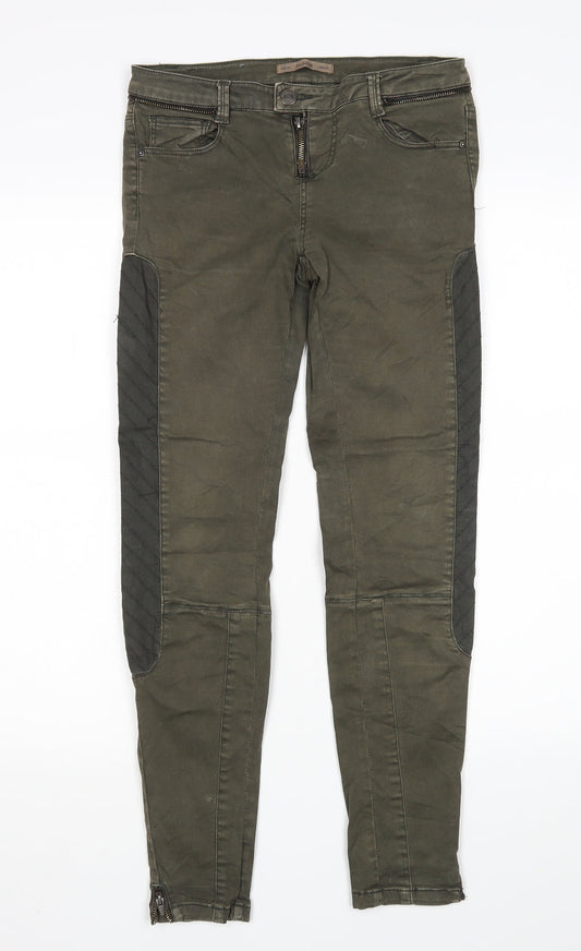 Additional front view of Pull&Bear women’s green skinny jeans, size UK 6, 28-inch leg