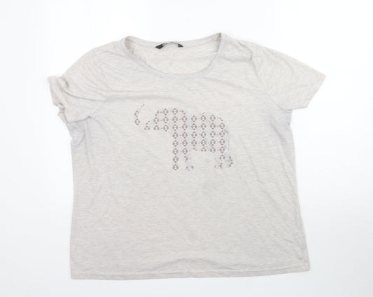 Womens UK Size 2 Bonmarché Grey Basic T-Shirt